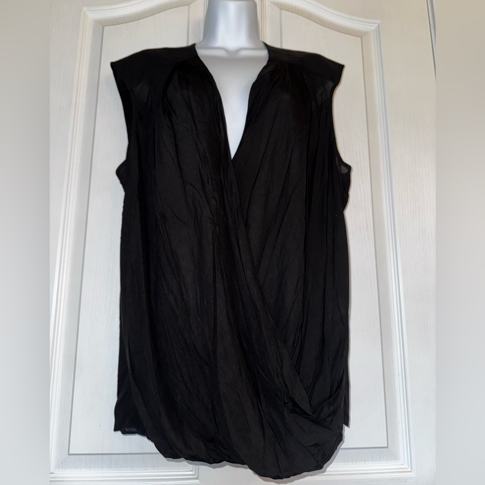 Helmut Lang Black Drape Front Top Size Large NWT $240 - Picture 2 of 9